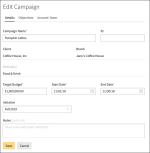 Edit campaign modal Details tab